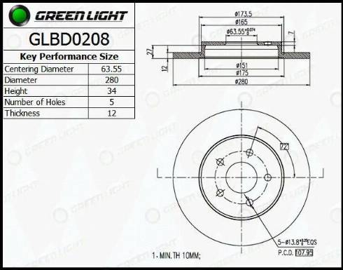 AutomotiveAdriado GLBD0208 - Тормозной диск autospares.lv