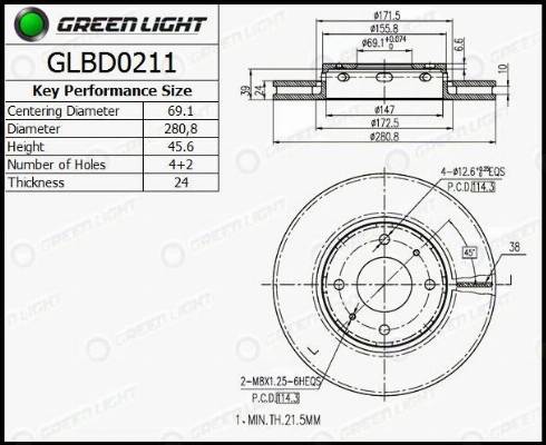 AutomotiveAdriado GLBD0211 - Тормозной диск autospares.lv