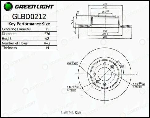 AutomotiveAdriado GLBD0212 - Тормозной диск autospares.lv