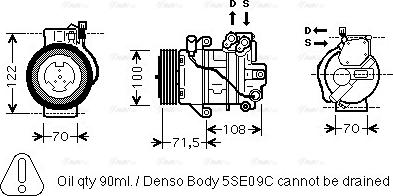 Ava Quality Cooling MCAK008 - Компрессор кондиционера autospares.lv