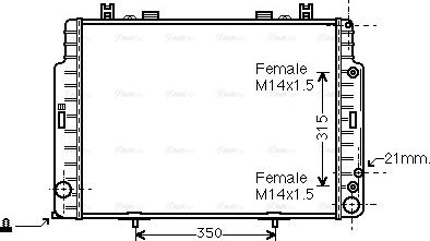 Ava Quality Cooling MSA2131 - Радиатор, охлаждение двигателя autospares.lv