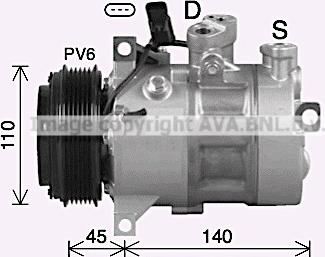 Ava Quality Cooling MSK747 - Компрессор кондиционера autospares.lv