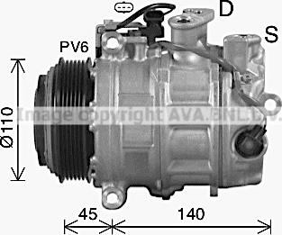 Ava Quality Cooling MSK767 - Компрессор кондиционера autospares.lv