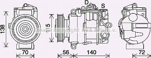 Ava Quality Cooling MSK704 - Компрессор кондиционера autospares.lv