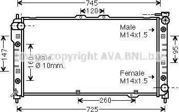 Ava Quality Cooling MZ 2113 - Радиатор, охлаждение двигателя autospares.lv