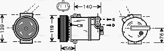 Ava Quality Cooling OL K463 - Компрессор кондиционера autospares.lv