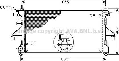 Ava Quality Cooling PE 2304 - Радиатор, охлаждение двигателя autospares.lv