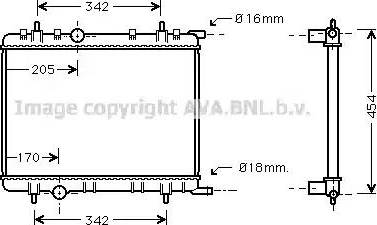 Ava Quality Cooling PE 2250 - Радиатор, охлаждение двигателя autospares.lv