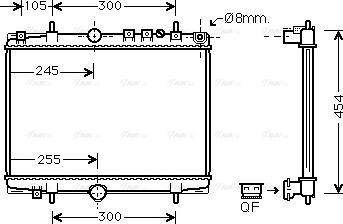 Ava Quality Cooling PE 2234 - Радиатор, охлаждение двигателя autospares.lv