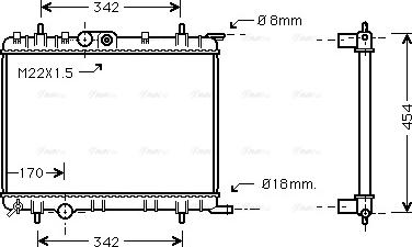 Ava Quality Cooling PEA2206 - Радиатор, охлаждение двигателя autospares.lv