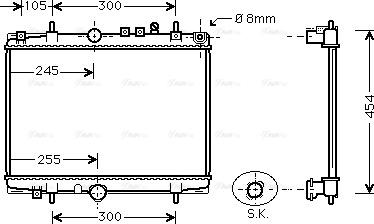 Ava Quality Cooling PEA2208 - Радиатор, охлаждение двигателя autospares.lv