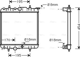 Ava Quality Cooling PEA2224 - Радиатор, охлаждение двигателя autospares.lv