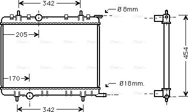 Ava Quality Cooling PEA2221 - Радиатор, охлаждение двигателя autospares.lv