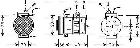 Ava Quality Cooling PRAK040 - Компрессор кондиционера autospares.lv