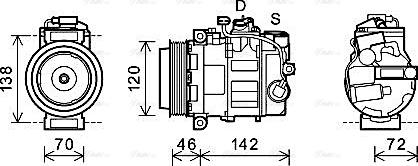 Ava Quality Cooling PRAK074 - Компрессор кондиционера autospares.lv