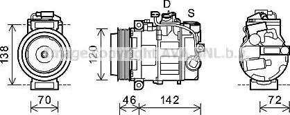 Ava Quality Cooling PRK074 - Компрессор кондиционера autospares.lv