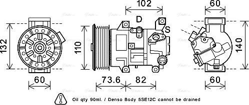 Ava Quality Cooling TOAK683 - Компрессор кондиционера autospares.lv