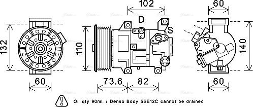 Ava Quality Cooling TOK683 - Компрессор кондиционера autospares.lv