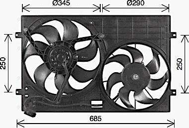 Ava Quality Cooling VN7543 - Вентилятор, охлаждение двигателя autospares.lv