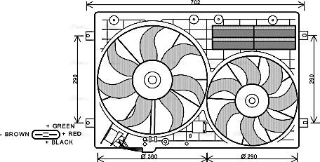 Ava Quality Cooling VN7529 - Вентилятор, охлаждение двигателя autospares.lv