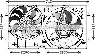 Ava Quality Cooling VW 7503 - Вентилятор, охлаждение двигателя autospares.lv