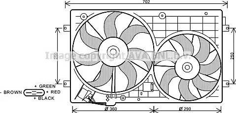 Ava Quality Cooling VW 7528 - Вентилятор, охлаждение двигателя autospares.lv