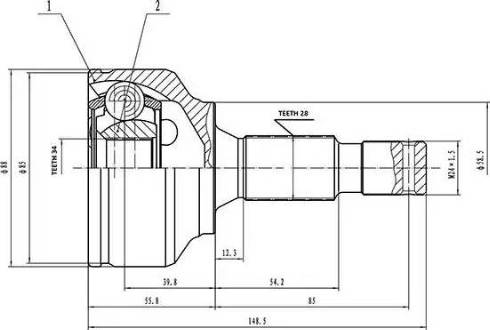 Aywiparts AW1510560 - Шарнирный комплект, ШРУС, приводной вал autospares.lv