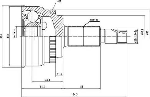 Aywiparts AW1510058A - Шарнирный комплект, ШРУС, приводной вал autospares.lv