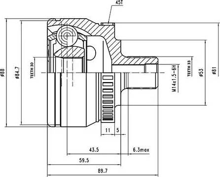 Aywiparts AW1510013A - Шарнирный комплект, ШРУС, приводной вал autospares.lv