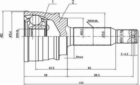 Aywiparts AW1510087 - Шарнирный комплект, ШРУС, приводной вал autospares.lv