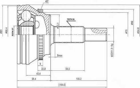 Aywiparts AW1510038A - Шарнирный комплект, ШРУС, приводной вал autospares.lv