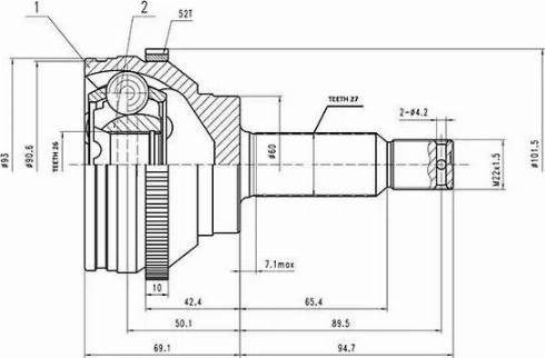 Aywiparts AW1510020A - Шарнирный комплект, ШРУС, приводной вал autospares.lv