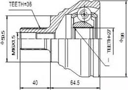 Aywiparts AW1510196 - Шарнирный комплект, ШРУС, приводной вал autospares.lv