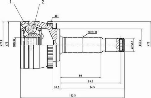 Aywiparts AW1510153A - Шарнирный комплект, ШРУС, приводной вал autospares.lv