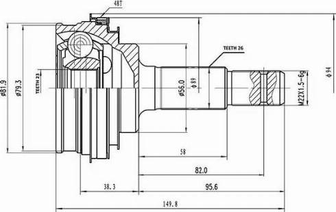 Aywiparts AW1510163A - Шарнирный комплект, ШРУС, приводной вал autospares.lv