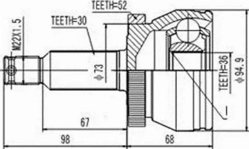 Euro Driveline HY124A - Приводной вал autospares.lv