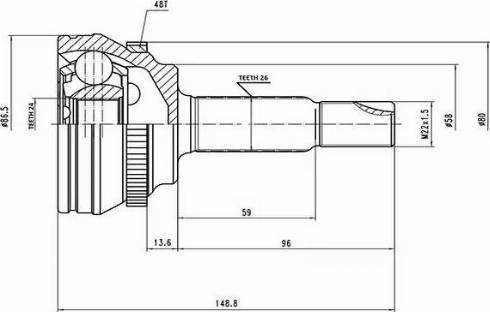 Aywiparts AW1510125A - Шарнирный комплект, ШРУС, приводной вал autospares.lv