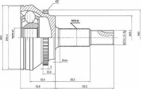 Aywiparts AW1510357A - Шарнирный комплект, ШРУС, приводной вал autospares.lv