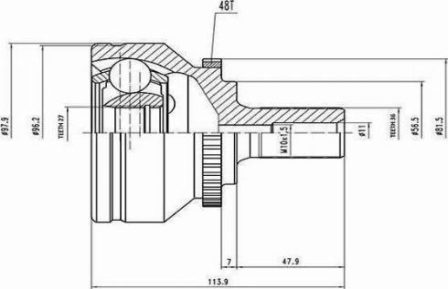 Euro Driveline VO110A - Приводной вал autospares.lv