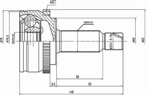 Aywiparts AW1511049A - Шарнирный комплект, ШРУС, приводной вал autospares.lv