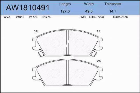 Aywiparts AW1810491 - Тормозные колодки, дисковые, комплект autospares.lv