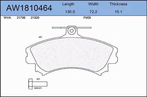 Aywiparts AW1810464 - Тормозные колодки, дисковые, комплект autospares.lv