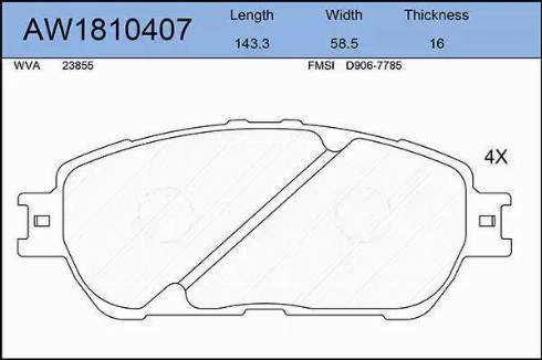 Aywiparts AW1810407 - Тормозные колодки, дисковые, комплект autospares.lv