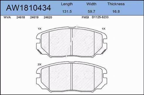 Aywiparts AW1810434 - Тормозные колодки, дисковые, комплект autospares.lv