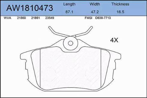 Aywiparts AW1810473 - Тормозные колодки, дисковые, комплект autospares.lv