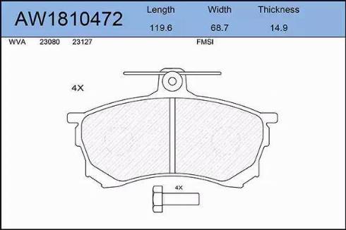 Aywiparts AW1810472 - Тормозные колодки, дисковые, комплект autospares.lv