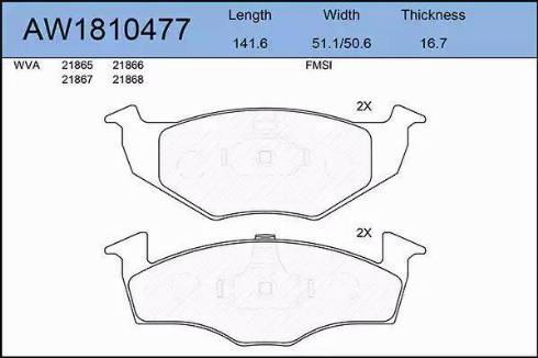 Aywiparts AW1810477 - Тормозные колодки, дисковые, комплект autospares.lv