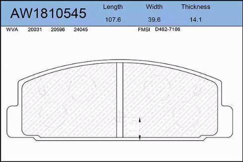 Aywiparts AW1810545 - Тормозные колодки, дисковые, комплект autospares.lv