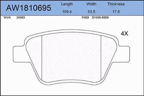 Aywiparts AW1810695 - Тормозные колодки, дисковые, комплект autospares.lv