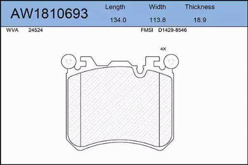 Aywiparts AW1810693 - Тормозные колодки, дисковые, комплект autospares.lv